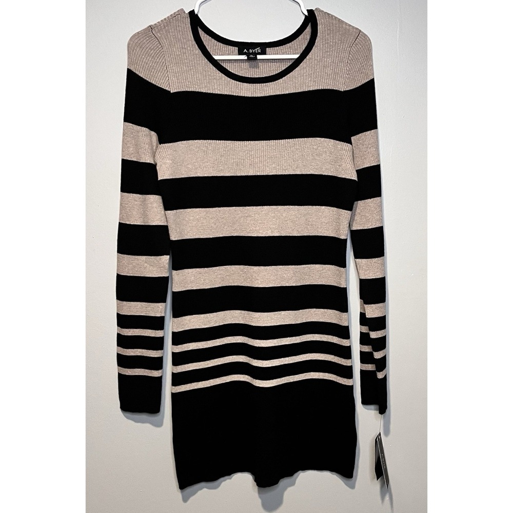 A.BYER Junior Girls Teens Knit Stripe Sweater Dress Sz XL